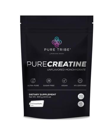 PURE TRIBE PureCreatine Micronized Creatine Monohydrate Powered by Creavitalis Unflavored Creatine Monohydrate Powder for Energy & Recovery No Bloating, Easy Digestion 5g per Scoop, 300g