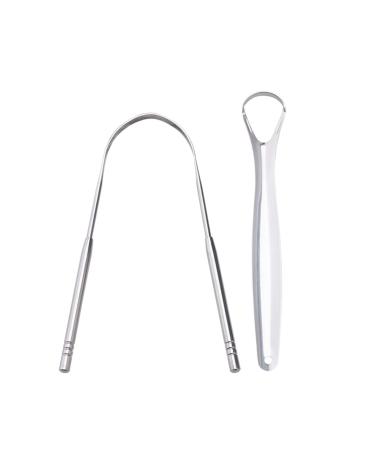 Tongue Scraper 2 Pack in Different Shapes Reduce Bad Breath Stainless Steel Tongue Cleaners Metal Tongue Scrapers Breath Fresher