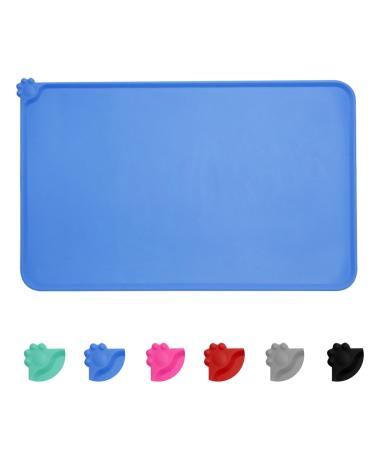 Moacc feed mats for dogs cats food base pad silicone feed mats slipproof and waterproof for dog cat blue 47x30cm small blue