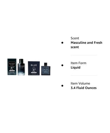 Savage Pour Homme & Blue for Men Cologne Combo Set - 3.4 Fl Oz Each (Pack of 2) | Masculine Eau De Toilette Spray Gift - All Skin Types - Buy Online on GoSupps.com