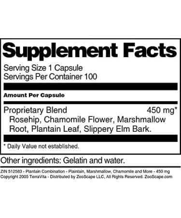 Plantain Combination - Plaintain Marshmallow Chamomile and More - 450 mg (100 Capsules ZIN: 512583) - 3 Pack - Buy Online on GoSupps.com