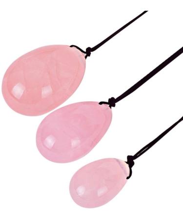 HEALLILY Yoni Eggs for Women - Kegel Training Nephrite Jade & Drilled Quartz Pelvic Floor Exercise - Pink 40x25mm - Buy Online on GoSupps.com