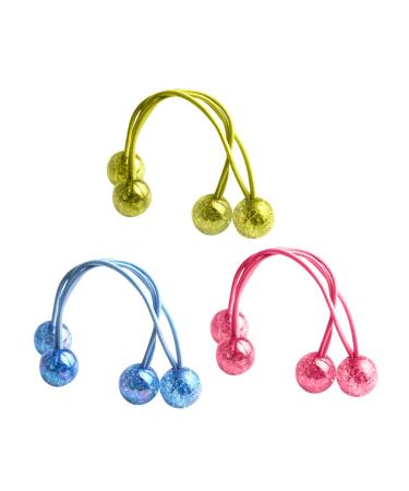 HONMEET 3 Pairs Hair Bun Hair Bobbles with Balls Ponytail Band Big Pearl Hair Rope Hair Ties Ropes Hair Rings Circle Hair Bands for Women's Hair Pony Tail Bands Miss Soft Small Headband