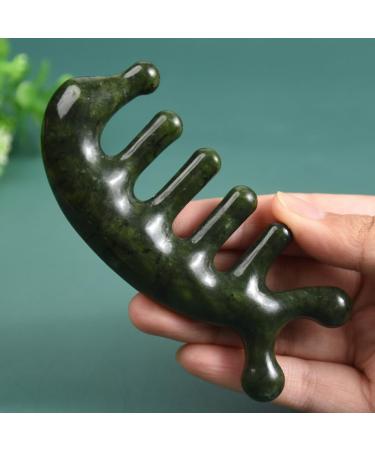 Beaupretty Jade-Head Massage Device | Gua Sha Scraper for Scalp Facial Back & Body | Stress Relief - Dark Green - Buy Online on GoSupps.com