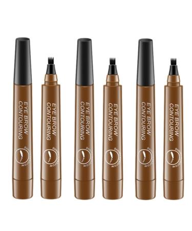 3PCS 4 Tipped Precise Brow Pen Waterproof 4 Point Eyebrow Pencil Waterproof Liquid Eyebrow Pen Makeup Long Lasting 4 Fork Tip Brow Pen Cosmetic Microblade Brow Pencil (01 Light Brown)