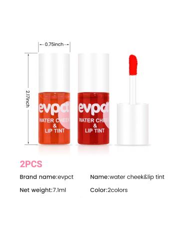 evpct Apple Strawberry Lip Stain Tint Set - Moisturizing Waterproof Long Wear Matte Liquid Lipstick for Lips, Cheeks, and Eyes - Natural Lip Color Makeup - 7.1ml/0.24oz (Pack of 2) - Buy Online on GoSupps.com