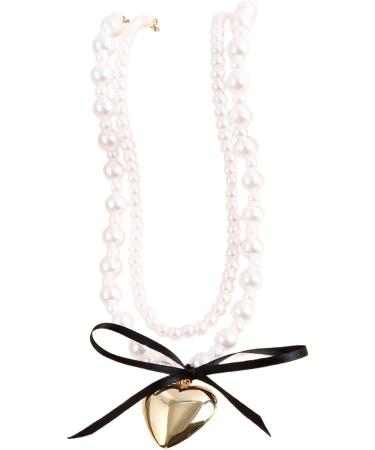 Oralgo's Elegant Pearl Necklace with Black Band - Adjustable Heart Loop for Weddings & Bridal Jewelry - Buy Online on GoSupps.com