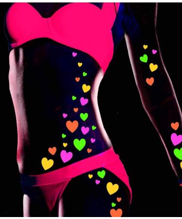 Sasswear Neon Blacklight Heart Body Stickers - 40/pk - Buy Online on GoSupps.com