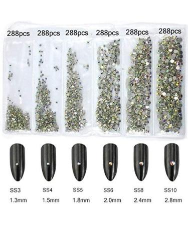 Rhinestone Nail Art Studs Set - 4906pcs Circular Glass Stones for 3D Nails (1.3mm-2.8mm) - Crystal AB | Manicure Decorations - Buy Online on GoSupps.com