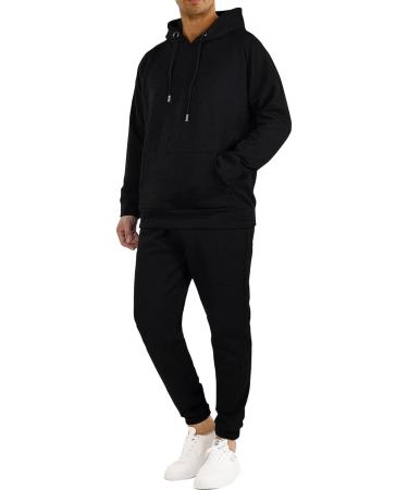 GINGTTO Men's Black Athletic Tracksuit Set - Pullover Hoodie & Sweatpants - Size Large - Buy Online on GoSupps.com