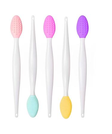 Jocxzi 5 pieces lip peeling brush double-sided silicone peeling tool mini-lip brush cleaner for men and women brightening of dark lips smooth full lip-appearance image