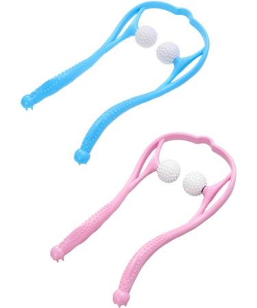 Lioobo Neck Massage Device - Dual Trigger Pressure Point Massager for Adults | Portable Pink & Blue Shoulder Massage Tool - Buy Online on GoSupps.com
