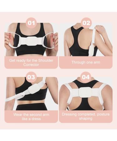 Posture Pro Fix Neck and Shoulder Corrector - Adjustable Upper Posture Support for Women and Men - Breathable Back Straightener - Size M (40kg-60kg) - White+Black - Buy Online on GoSupps.com