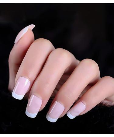 Sethexy Medium French False Fingernails - Nude Pink Acrylic Press-On Nail Tips for Women & Girls - Complete Cover - Buy Online on GoSupps.com