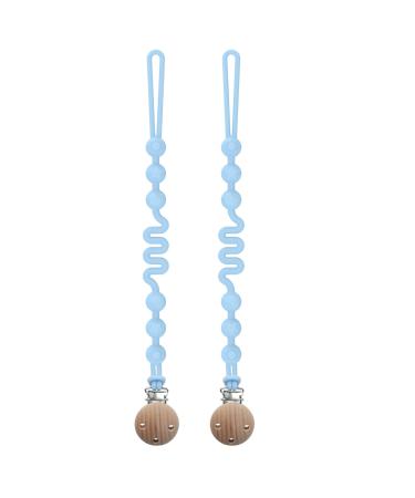 Silicone pacifier chain with an adjustable spring Seposve 4-pack pacifier strap for baby boys and girls Pacifier Chain Holder soft & flexible one-piece design 2 blue