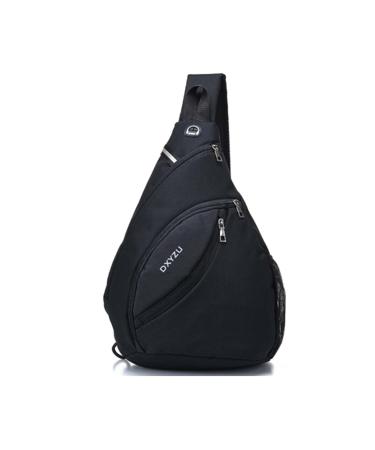 Fandare Ultralight breast pocket shoulder bag men sling chest bag waterproof shoulder bag with headphone hole Reflex strip for outdoor sports hiking cycling travel shoulder blackworm