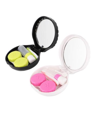 Partykindom 2st Color Contact Linse Linse container eye contact holder contact lenses tweezers container for storing lentils lens container cartoon container organizer plastic