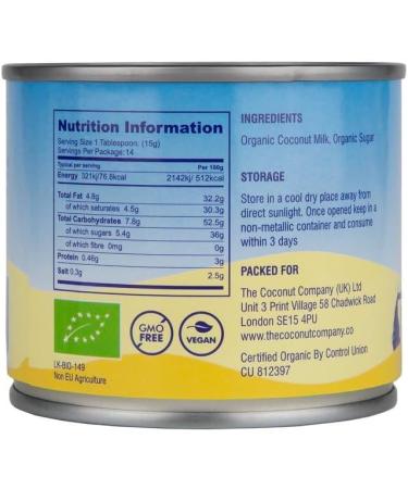 The Coconut Company Organic Condensed Coconut Milk Mixed with Sugar to Make a Rich Sugary Cream Use to add a sweet hit to desserts or as a topping for cakes 210g (Pack of 3) 210 ml (Pack of 3) - Buy Online on GoSupps.com