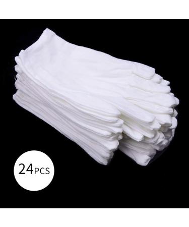 White Cotton Gloves - 12 Pairs for Moisturizing Spa Jewelry Inspection & Service | Elastic Hand Care Gloves - Buy Online on GoSupps.com