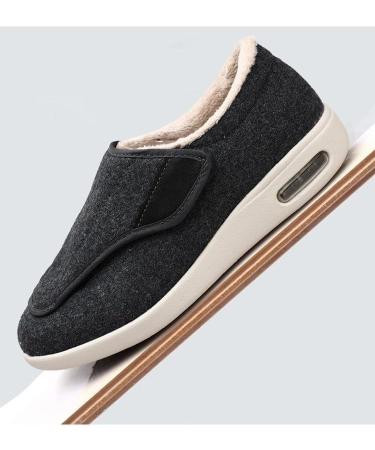 Winter Fleece Orthopedic Diabetic Walking Shoes for Women | Wide Width Adjustable Sneakers for Swollen Feet & Arthritis - Size 8.5 Gris - Buy Online on GoSupps.com