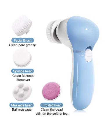 Buy MOSCHOW Face Cleansing Brush 4-in-1 Set - Waterproof Facial Brush with Exfoliating Heads - Blue - Buy Online on GoSupps.com