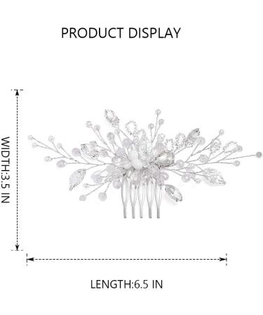 Ushiny Crystal Bride Wedding Hair Comb Silver Rhinestone Headpiece Pearl Hair Side Comb for Women and Girls - Buy Online on GoSupps.com