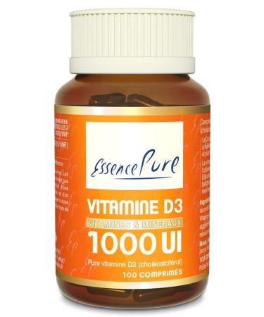 Vitamin D3 1000 IU Pure Essence | Vitamin D in Active Form Cholecalciferol - Support in the maintenance of bones muscles and immune system - 100 Tablets | Api-Nature