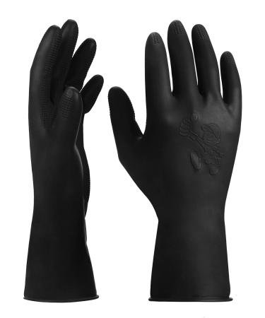 ThxToms 3 Pairs Hair Dye Gloves, Reusable Professional Hair Color Rubber Gloves for Home and Salon Black,Small