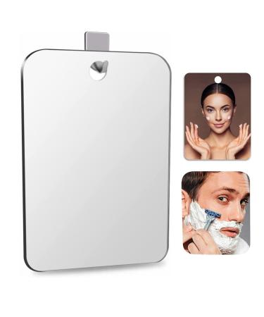 Fogless Shower Mirror  Anti-Fog Shower Mirror  Portable Makeup Shave Mirror 5.25'' X 7''  Unbreakable Frameless Shower Wall Hanging Mirror - Ideal for Travel  Camping.   1 Adhesive Hook Included .