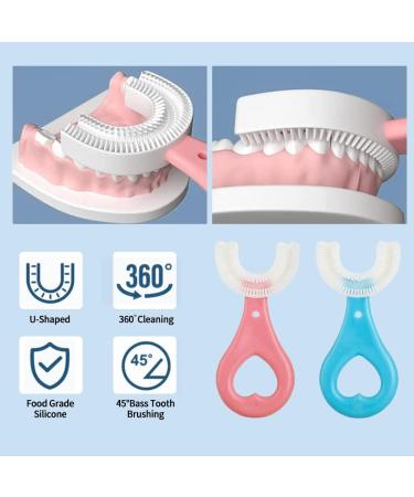 Diggone 2 Pack Kids U-Shaped Toothbrush for Toddlers and Children - Food Grade Silicone Brush Head - 360 Oral Teeth Cleaning Design - Ages 2-6 - Buy Online on GoSupps.com