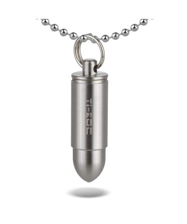 TI-EDC Mini Pill Fob Titanium Bullet Design Pill Holder for Necklace Keychain Charm Pendant Pill Case Ultra-Lightweight 0.2oz Waterproof Mini(Inner Depth:0.5")