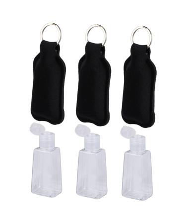 Ipetboom 6pcs Portable Travel Bottles Hand Bottle Cover Bottle Cap Perfume Bottle Filling Black 12X6CM