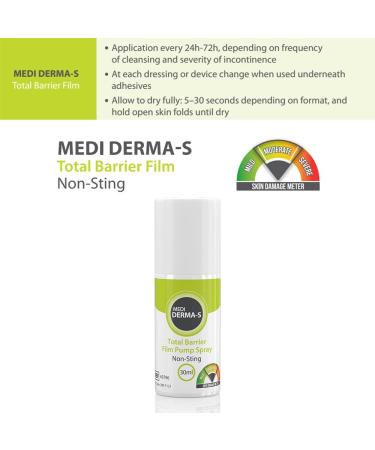 Medi Derma-S Total Barrier Film Pump Spray 30ml - Non-Sting, Long-Lasting Protection for Mild to Moderate Skin Damage - Buy Online on GoSupps.com