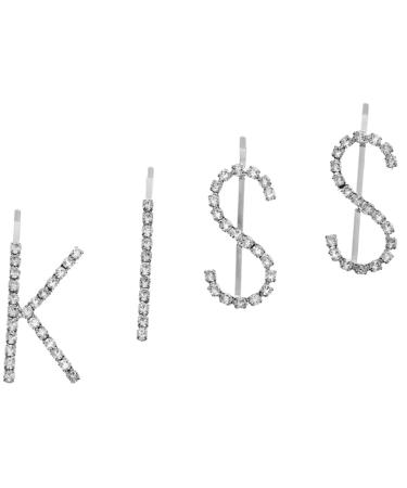 GALPADA 1 Set kiss hairpin hair clip for thick hair clips for thick hair alphabet hair clips bling hair clips glitter hair pin small hair barrettes rhinestones child flash alloy