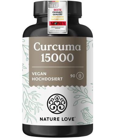 Nature Love Curcuma Extract 15000 - 90 capsules - High: Curcuma extract with 95% curcuminoids - turmeric capsules with piperine and turmeric powder - vegan laboratory test & produced in Germany - Buy Online on GoSupps.com