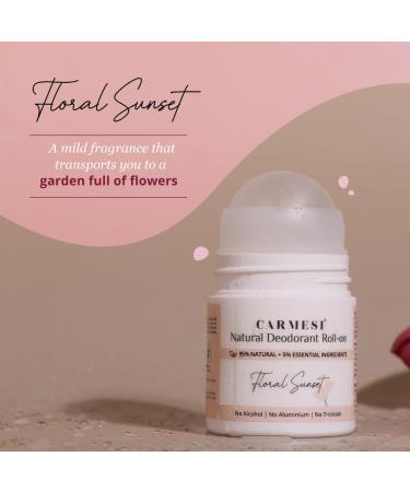 Natural Deodorant Roll On - Floral Sunset | Non-Sticky Deo | Reduces Dark Underarms & Body Odor | No Aluminium & Alcohol-Free for Women | 1.69 Fl Oz (Pack of 2) - Buy Online on GoSupps.com