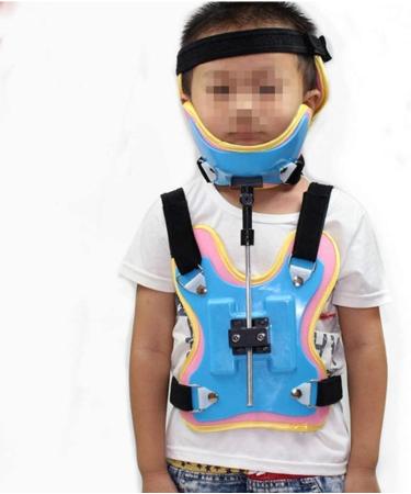 Jlasdr neck protection head-neck-breast orthosis lumbar spine orthesis adjustable cervical thoracic orthosis lumbar support children's neck collar head and neck-fracture-fixing support Blu