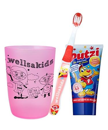 wellsamed wellsakids dental care set 3-piece for children set GIRLS pink
