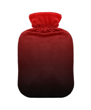 Black Red Gradient Hot Water Bottle with Cover Hot Water Bottles for Pain Relief Hot Water Bag Feet and Bed Warmer for Cramps 1L