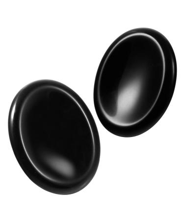 Nupuyai 2pcs Obsidian Oval Thumb Worry Stone Set Energy Crystal Pocket Palm Stone for Healing Anxiety Stress Relief Reiki Therapy 45x35mm #5-black