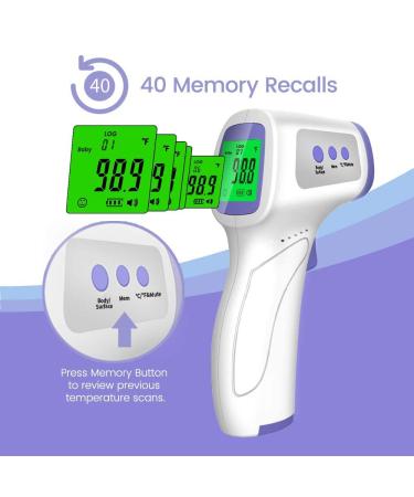 Touchless Forehead Thermometer for Adults and Kids - Instant Accuracy Readings, Fever Alarm, Quiet Vibration Feedback - 40 Memory Function - Buy Online on GoSupps.com