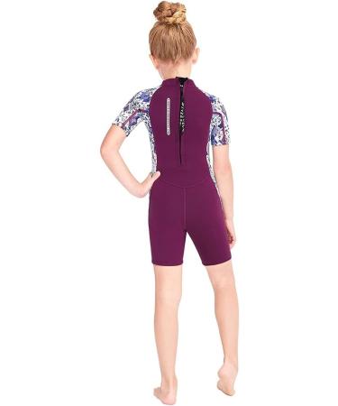 Kids Neoprene Wetsuit Shorty 2.5MM Thermal Swimsuit for Girls Boys - Youth Diving Suit for Snorkeling and Water Sports - Purple, XX-Large - Buy Online on GoSupps.com