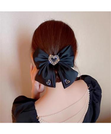 LNYHLXS Black Headdress Glitter Diamonds Love Heart Back of Hairpin Women Spring Clip