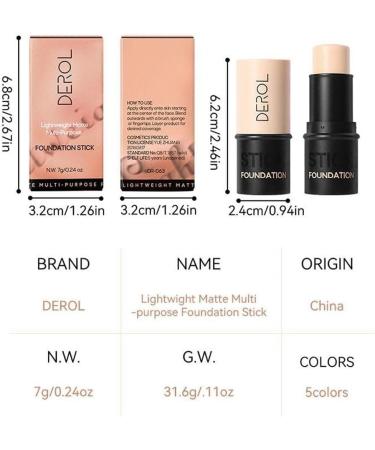 WAITLOVER DEROL Concealer Foundation Stick Oil Natural bb Foundation Hydration Moisturizing Liquid Cre Long Lasting V1C7 Insulation 02 7 g Pack of 1 - Buy Online on GoSupps.com