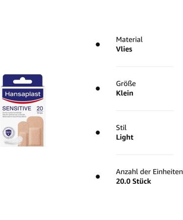 Hansaplast Sensitive Skin Tone Plaster Light - 20 Hypoallergenic Strips with Bacteria Shield - Skin-Friendly & Painless Wound Care - Buy Online on GoSupps.com