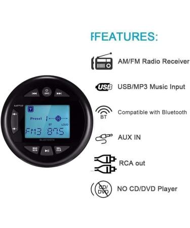 Herdio Marine Radio MP3 USB AM FM Stereo with Bluetooth + 4 Weather-Proof Speakers - Buy Online on GoSupps.com