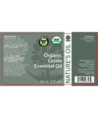 Nature's Oil 100% Pure Certified Organic Cassia Essential Oil - 60ml | Premium Quality Essential Oil for Aromatherapy & Wellness - Buy Online on GoSupps.com