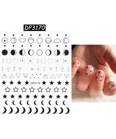 8 Sheets Black Star Moon Nail Art Stickers Decals Self-Adhesive Metallic Ramadan Zodiac Design Manicure Tips Nail Decoration for Women Girls - Buy Online on GoSupps.com