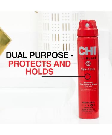 CHI 44 Iron Guard Style & Stay Firm Hold Protecting Spray Heat Protectant & Hairspray For A Long-Lasting Hold Sulfate & Paraben-Free 2.6 Oz 2.6 Ounce (Pack of 1) - Buy Online on GoSupps.com
