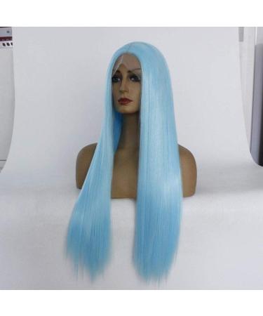 Natural Silky Long Straight Lace Front Wig for Blue Ladies - Heat Resistant Synthetic Hair | 26 Daily Cosplay & Halloween Party Hairpiece - Buy Online on GoSupps.com